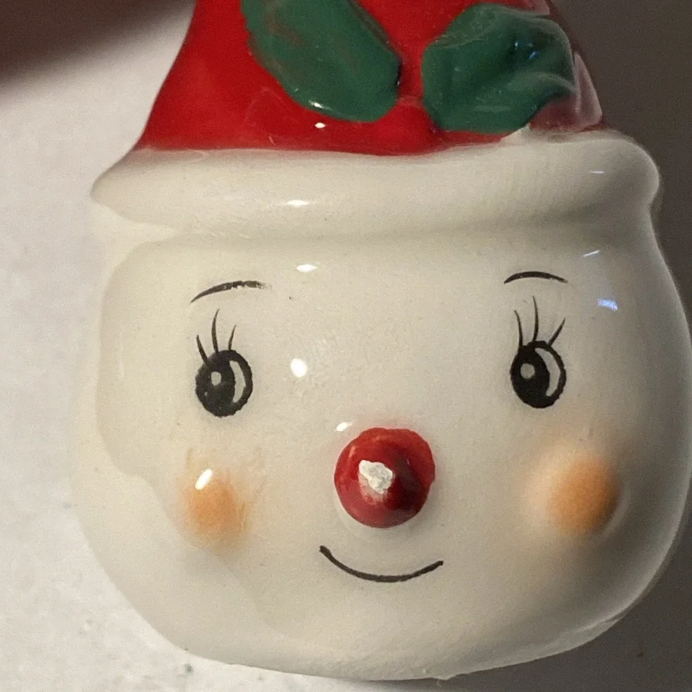 Set of 3 Johanna Parker Christmas  Ceramic Snowmen Ornaments Holiday Snowman